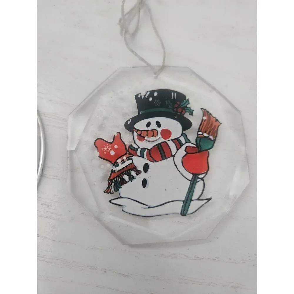 Vintage 1980-1990's Plastic Acrylic Ornaments Snowman Christmas‎